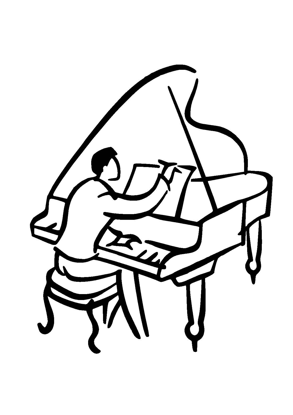 Kleurplaat pianist