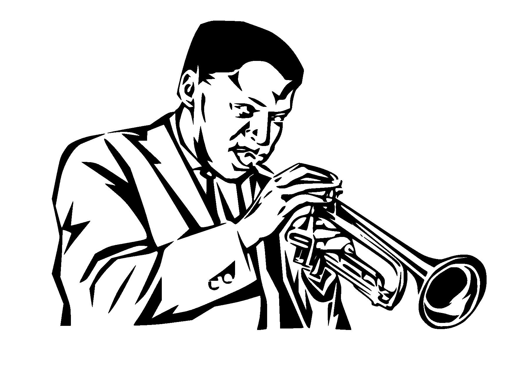 Kleurplaat trompetist